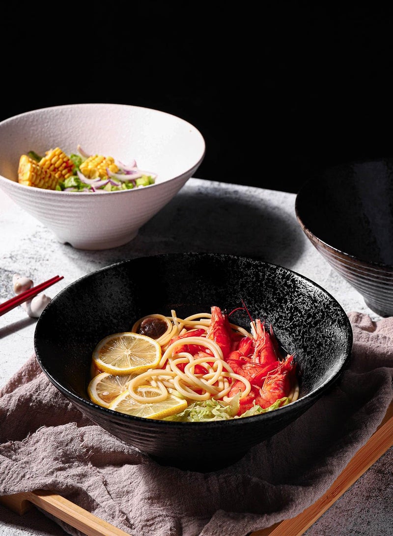 Kanwone Ceramic Japanese Ramen Bowl Set, Noodle Soup Bowls - 60 Ounce, with Matching Spoons and Chopsticks for Udon Soba Pho Asian Noodles, Set of 2, Black - Image 5